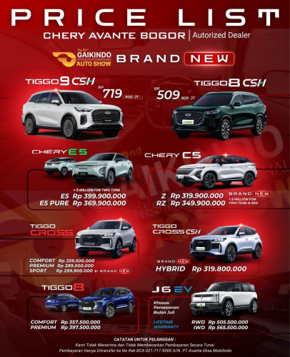 Pricelist Harga Chery cilandaktimur 2025